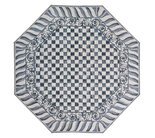 MacKenzie-Childs Sterling Check 6' Octagon Washable Rug