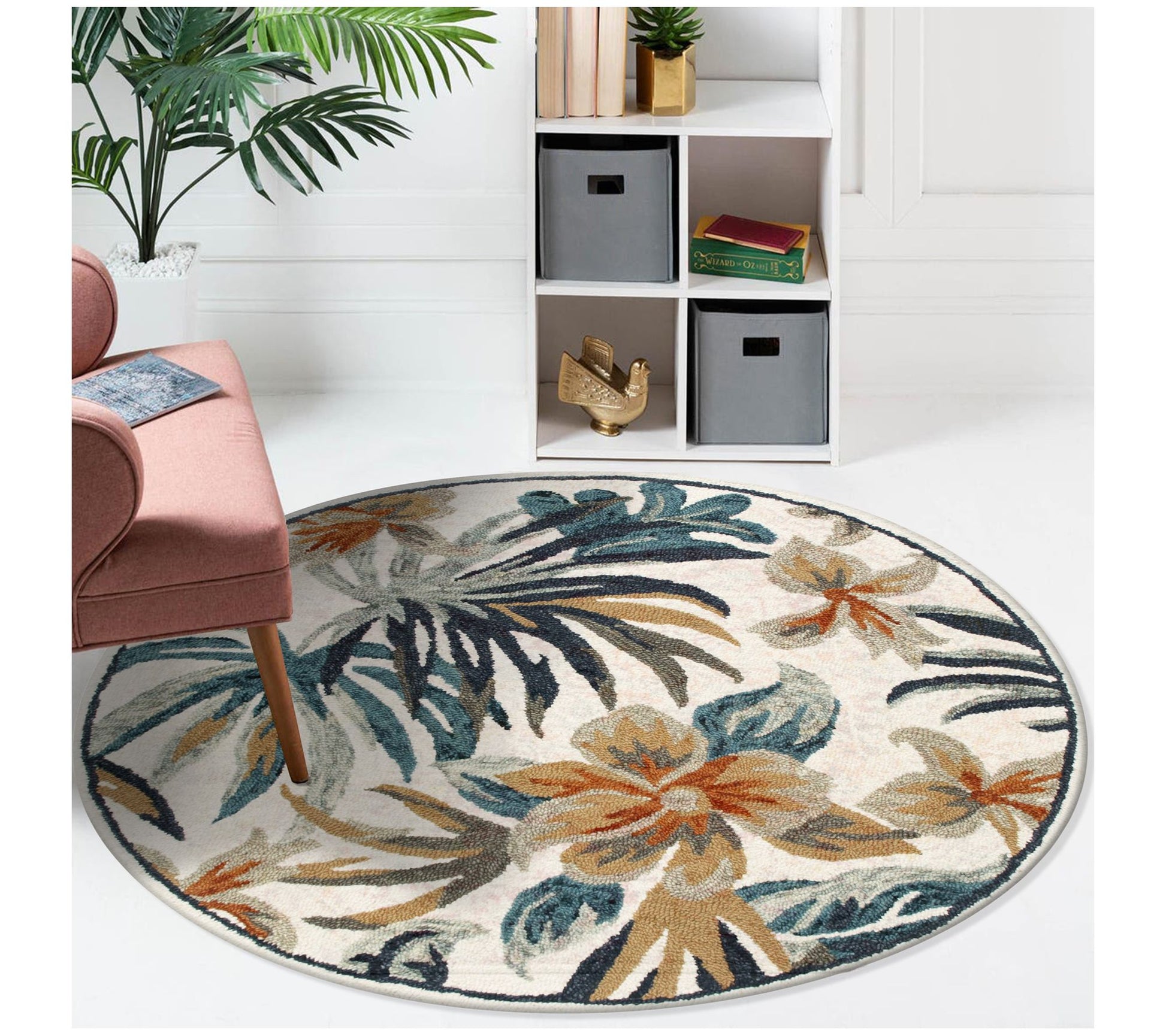 Ox Bay Floral Tropical Hand-Tufted Wool IndoorRug, 6' Round