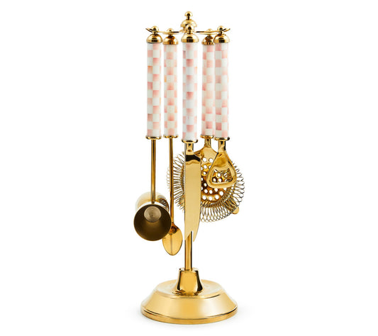 MacKenzie-Childs Rosy Check 3260 Gold Bar ToolSet