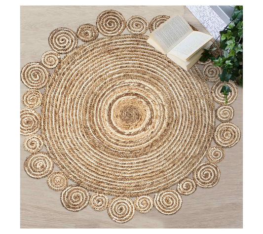 Ox Bay Geometric Hand-Braided Circle Jute Indoor Rug 7'6"Round
