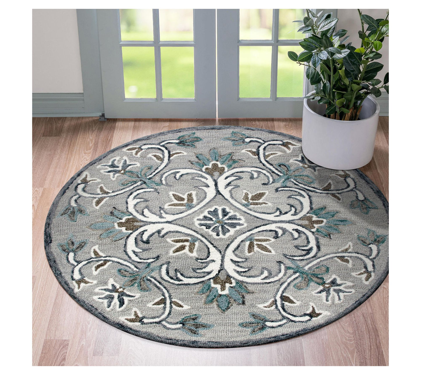 Ox Bay Traditional Floral Hand-Tufted Indoor Rug, 6' Round