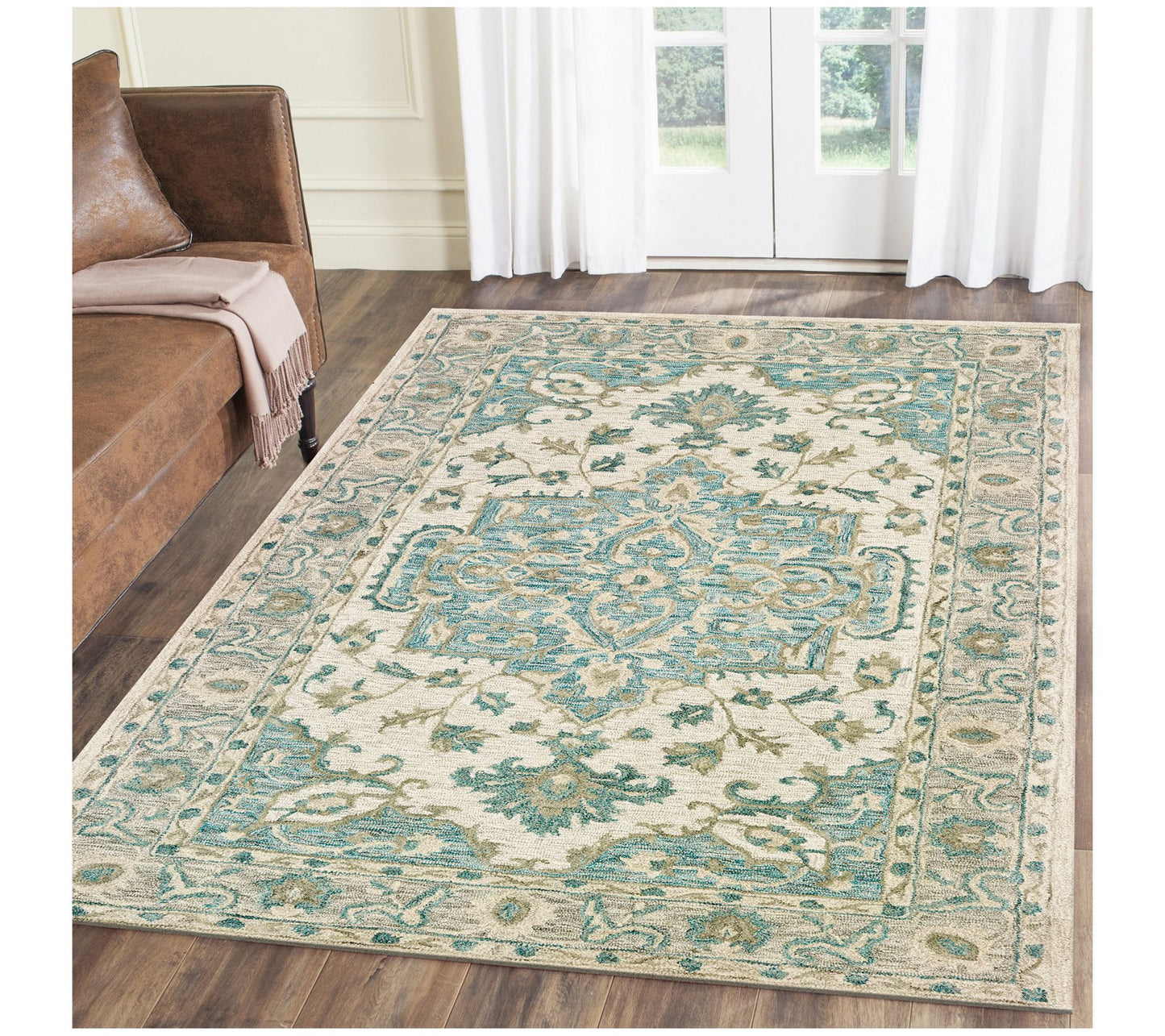 Ox Bay Classic Bordered Medallion Wool Indoor Rug, 5' x 7'9"