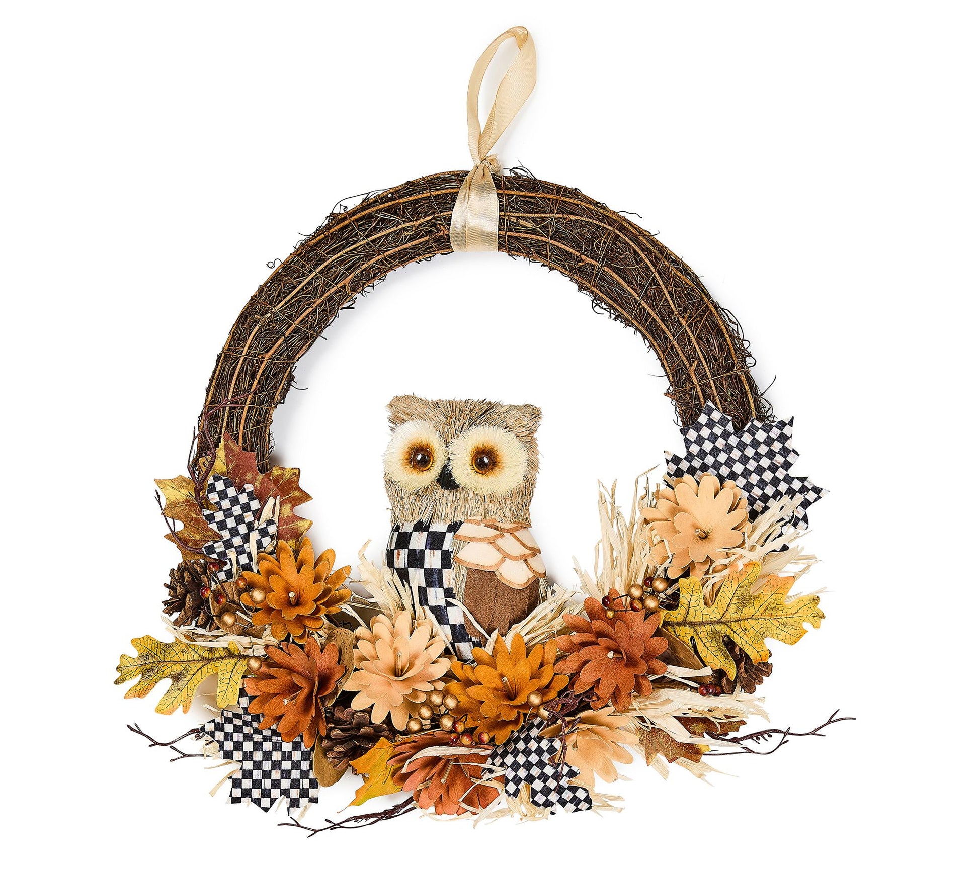MacKenzie- Childs 16" Floral Owl Wreath