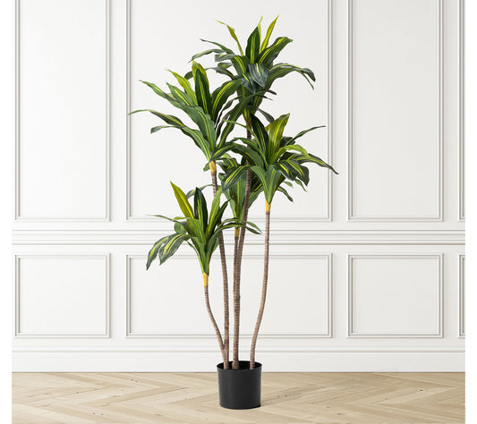 Glitzhome 4.5ft Faux Dracaena Fragrans Plants In Pot