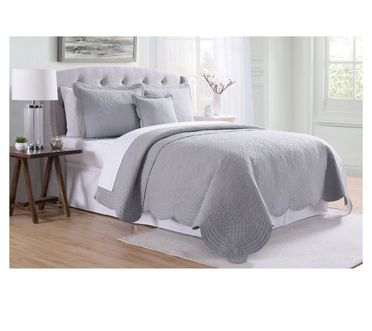 French Tile Scalloped King 4-Piece Quilt Set