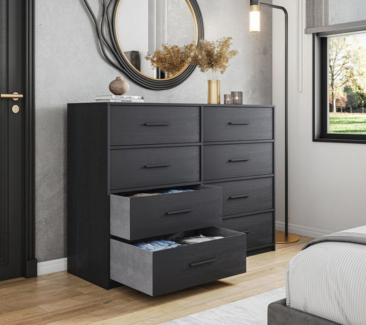 Techni Home Wood Frame Dresser with 8 Large Fabric Drawers