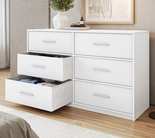 Techni Home Wood Frame Dresser with 6 Large Fabric Drawers
