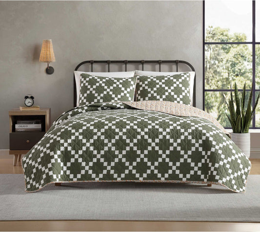 Eddie Bauer Diamond Floral King Quilt Sham Set