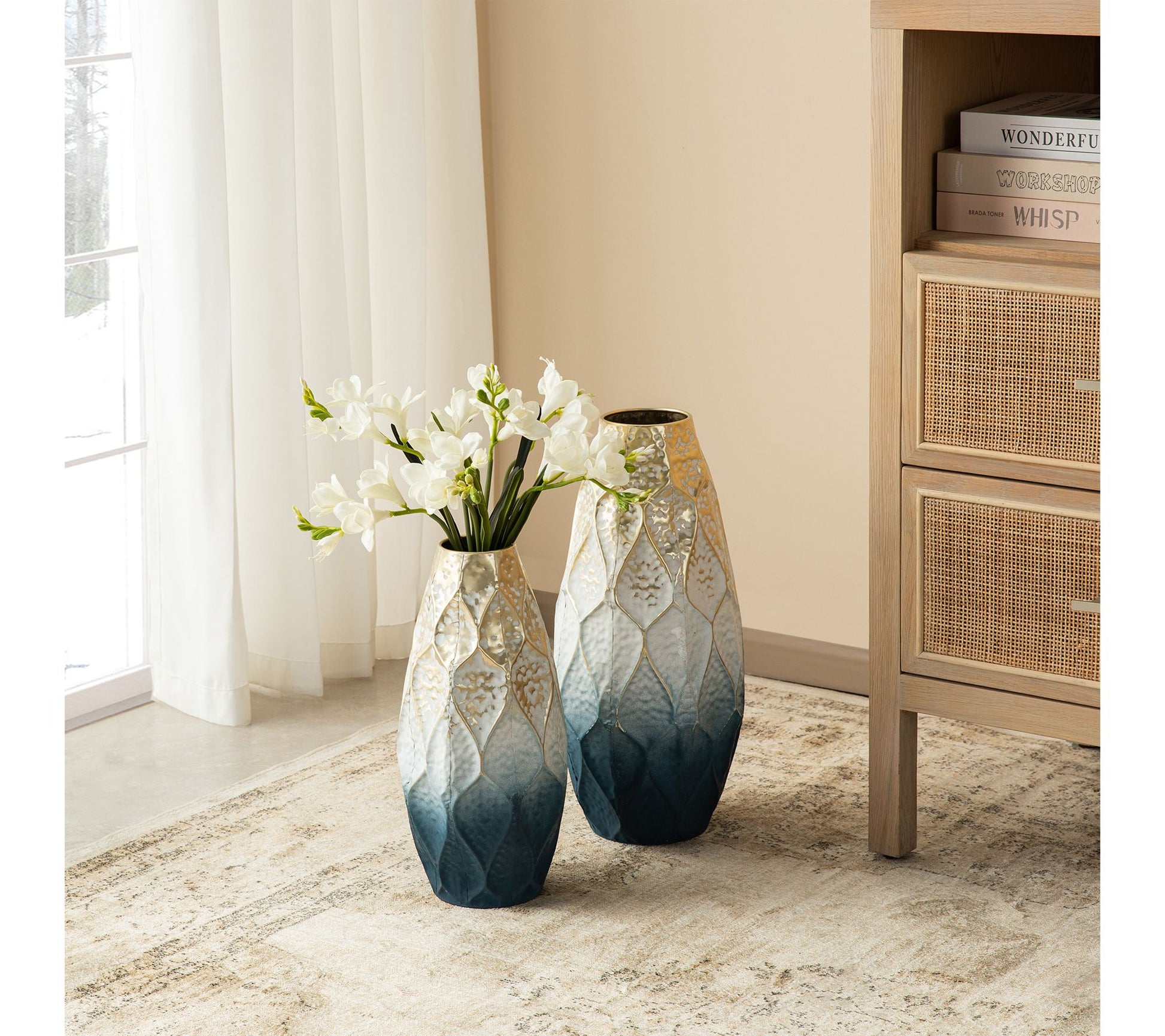 Glitzhome Stunning Abstract Ombre Metal Vases Set of 2