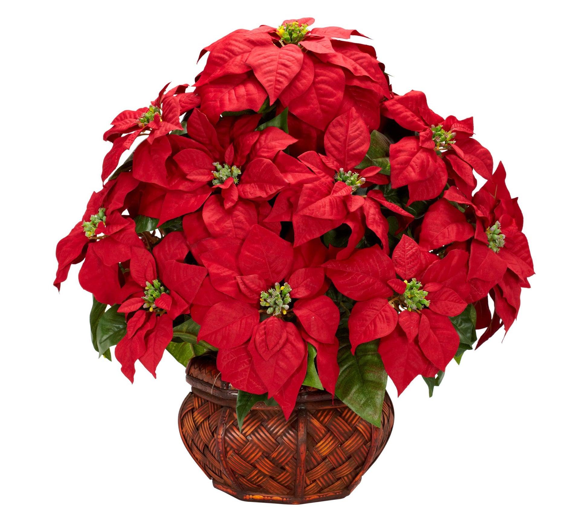 Nearly Natural Poinsettia with Decorative Planter Silk