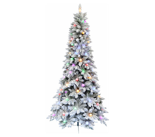 Fraser Hill Farm 6.5-Ft. Slim White Tail Pine Snow-Flocked