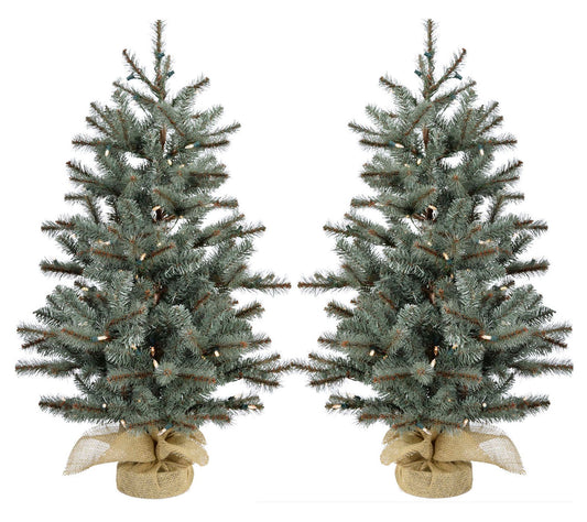 Christmas Time 2-Set 3ft Yardville Pine Artificial Porch Tree