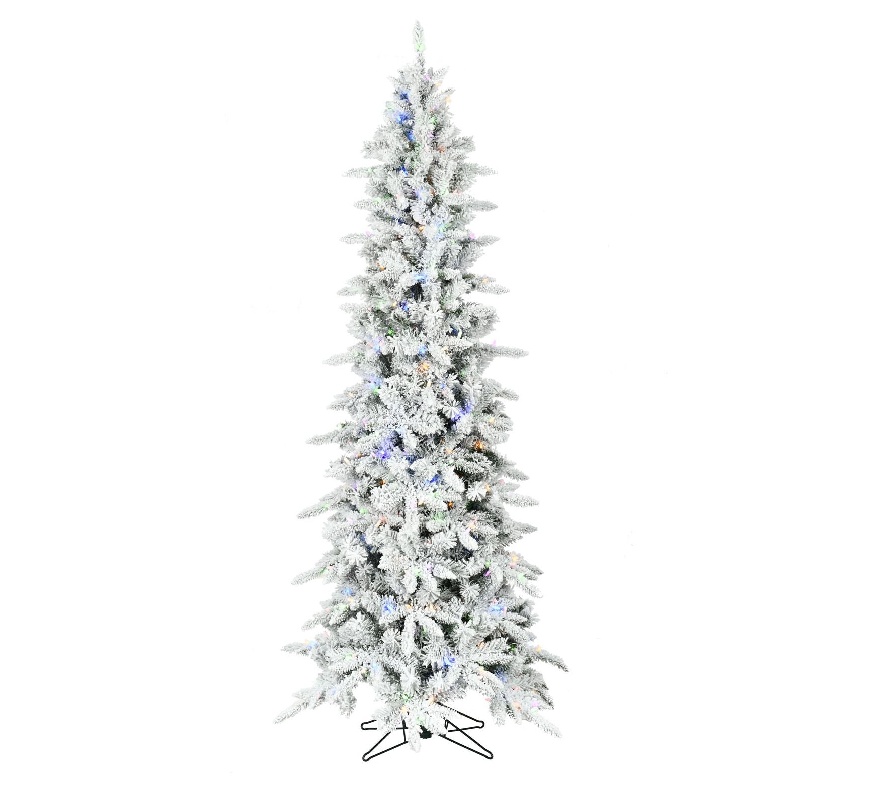 Fraser Hill Farm 6.5' Slim Mountain Pine Flocked Pre-Lit Tree