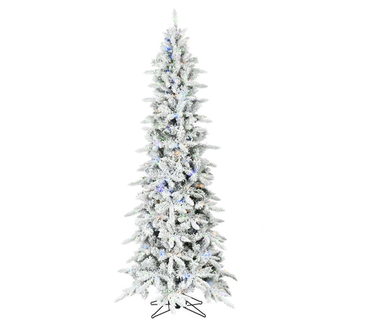 Fraser Hill Farm 6.5' Slim Mountain Pine Flocked Pre-Lit Tree