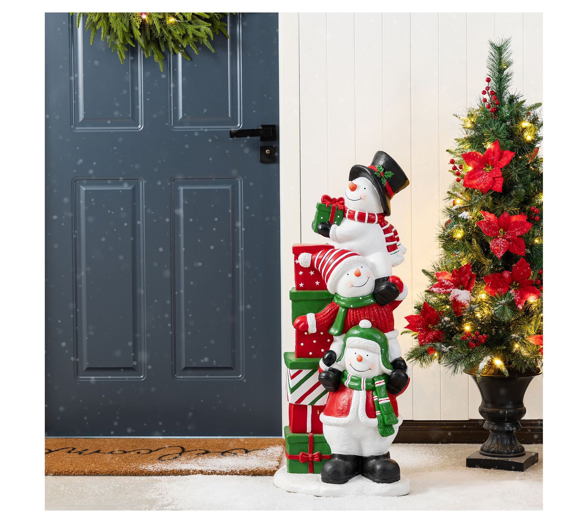 Glitzhome 35"H Christmas Resin Stacked SnowmanPorch Decor