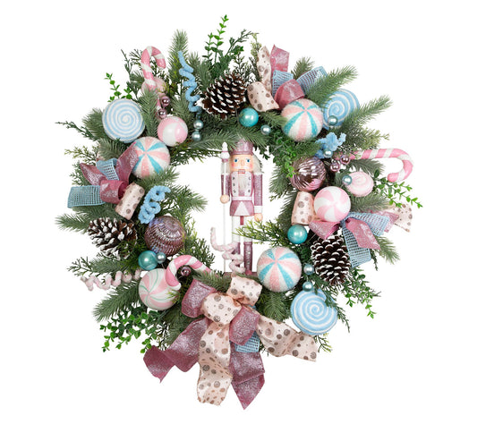 Northlight 24" Nutcracker and Ornaments Pine Christmas Wreath