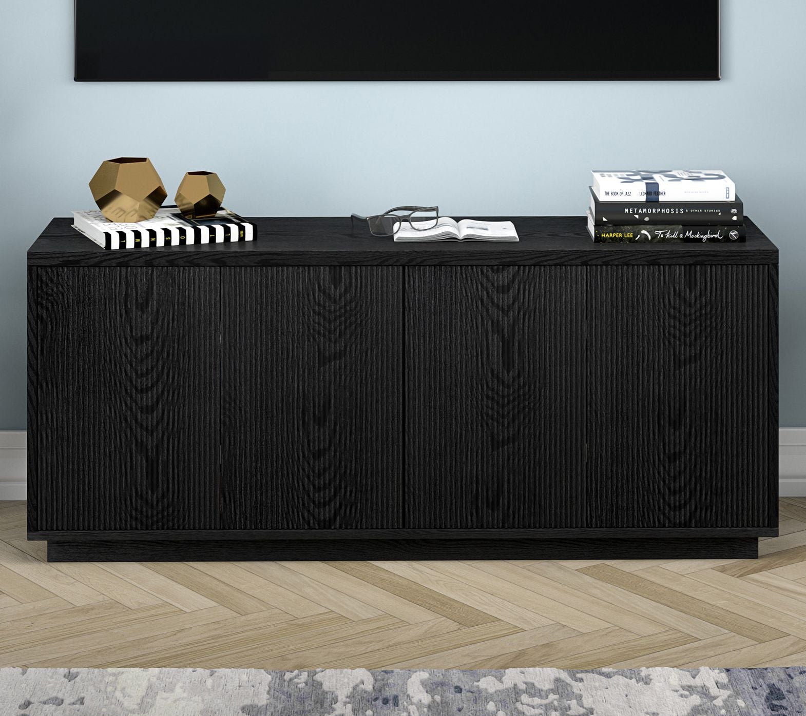 Hudson&Canal Hanson Rectangular TV Stand for TV's up to 65"