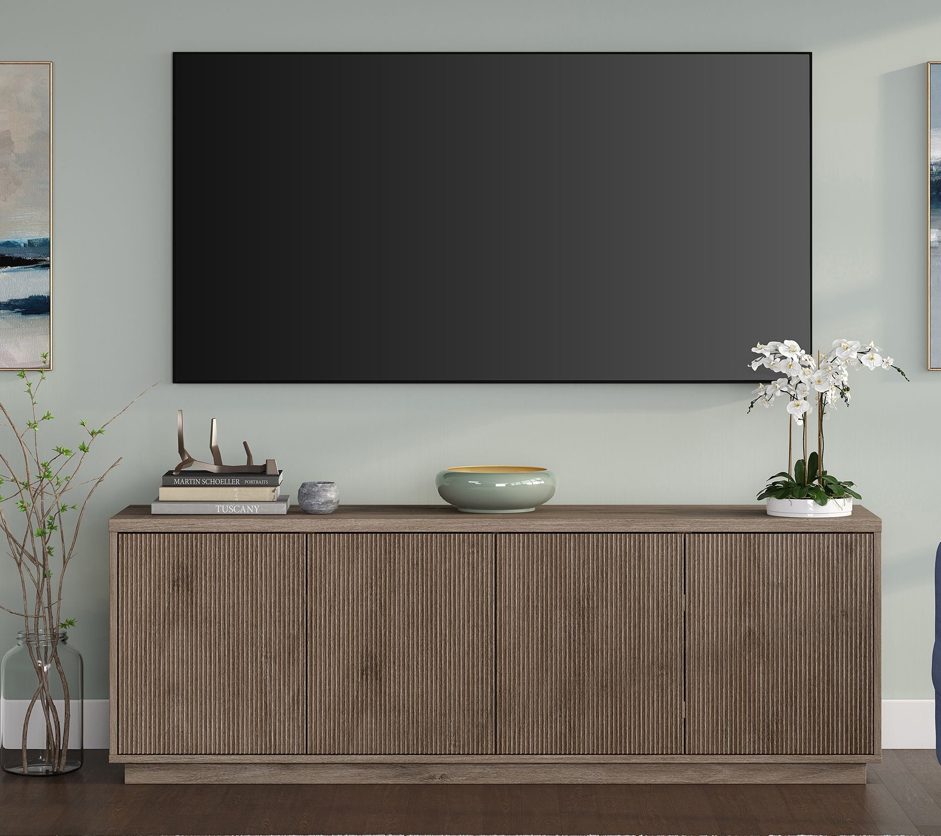 Hudson&Canal Hanson Rectangular TV Stand for TV's up to 75"