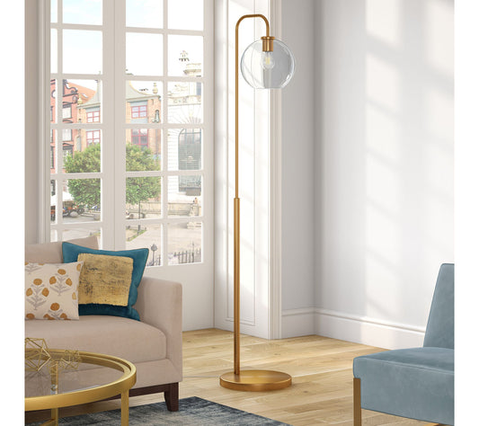 Hudson&Canal Harrison Arc Floor Lamp with GlassShade