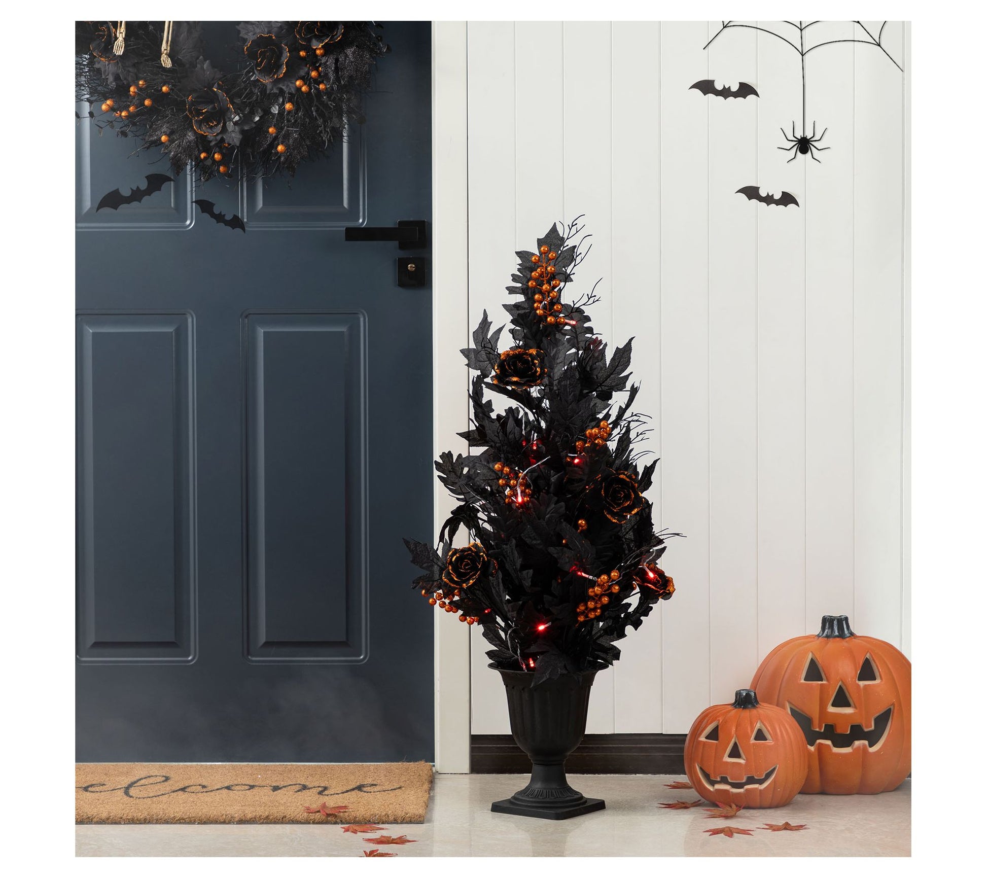 Glitzhome 36"H Halloween Lighted Rose Urn PorchTree