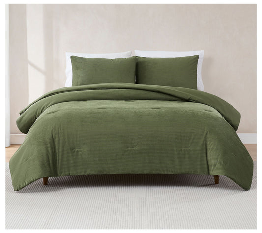 Lush Decor Arden Ribbed Corduroy Comforter 3PcSet Full/Queen