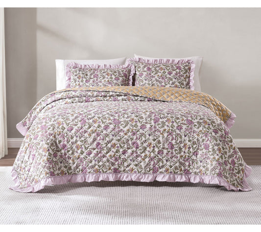 Lush Decor Lola Ruffle Reversible Floral Quiltet King/Cal K