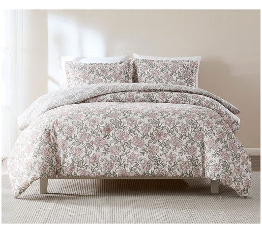 Lush Decor Zara Floral Block Reversible Comforter 3Pc Set F/Q