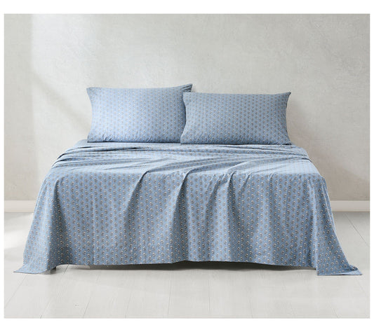 Lush Decor Freesia Cotton Sheet Set Blue 4-Piece Set Queen