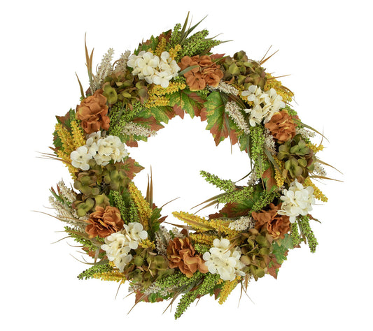 Northlight Hydrangea Fall Harvest Twig Wreath 28" Unlit