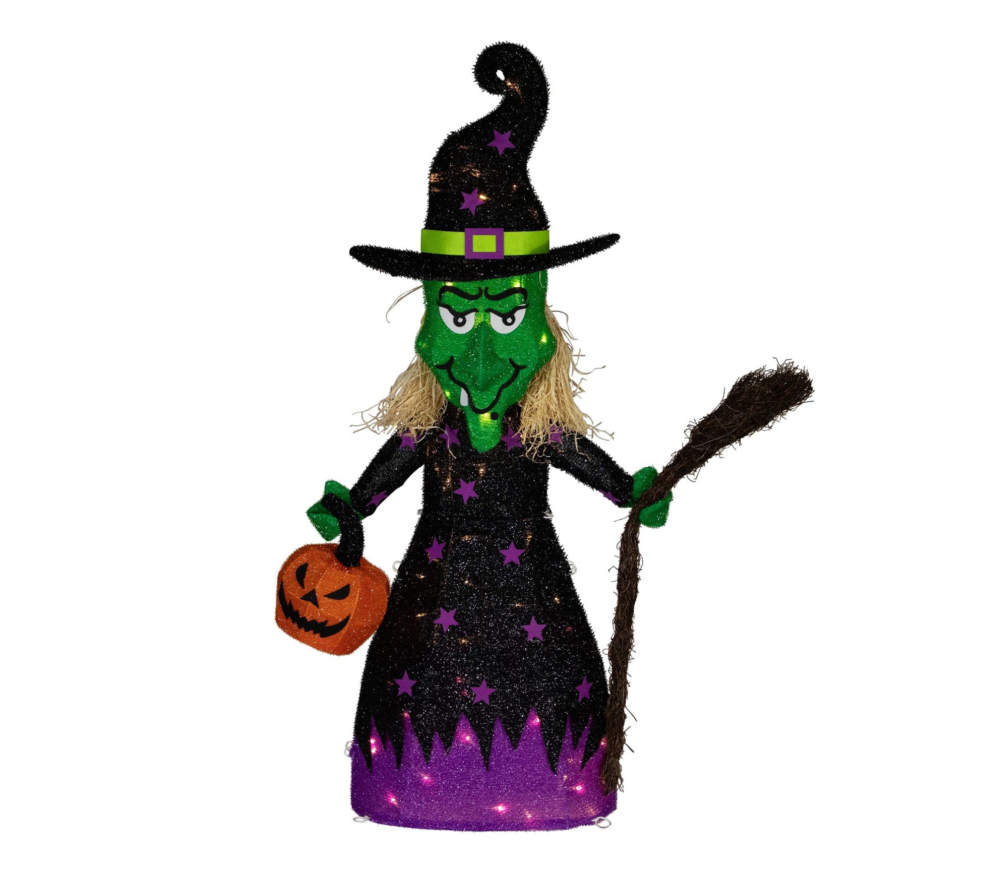 Northlight LED Witch with Broom Yard HalloweenDecor 39"