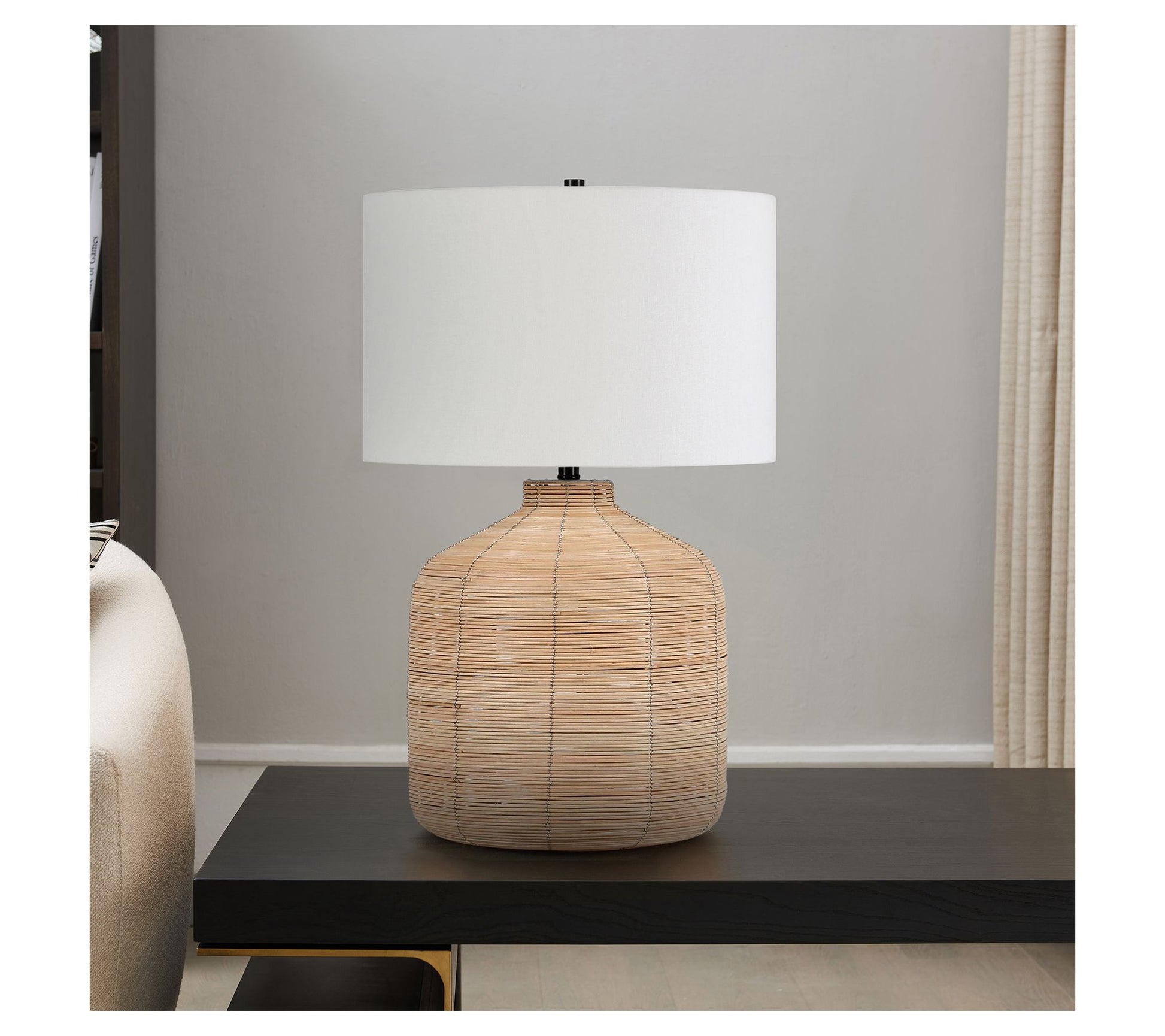 Hudson&Canal Jolina 27" Tall Oversized/Rattan Table Lamp