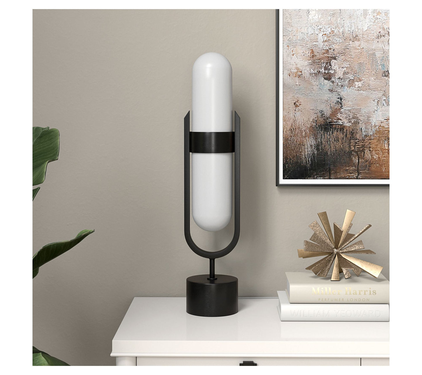 Hudson&Canal Blair Pill-Shaped Table Lamp withGlass Shade