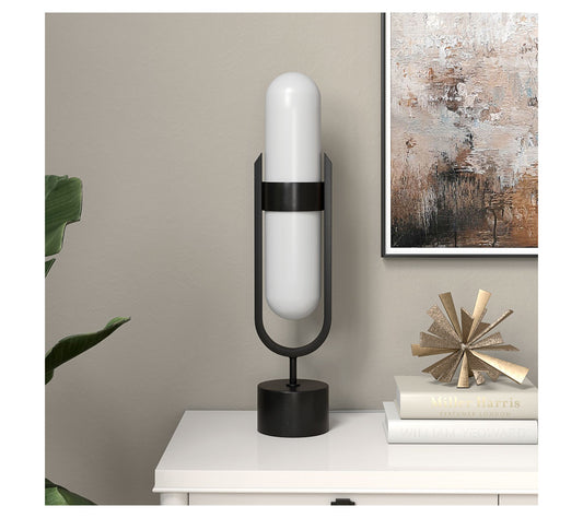 Hudson&Canal Blair Pill-Shaped Table Lamp withGlass Shade