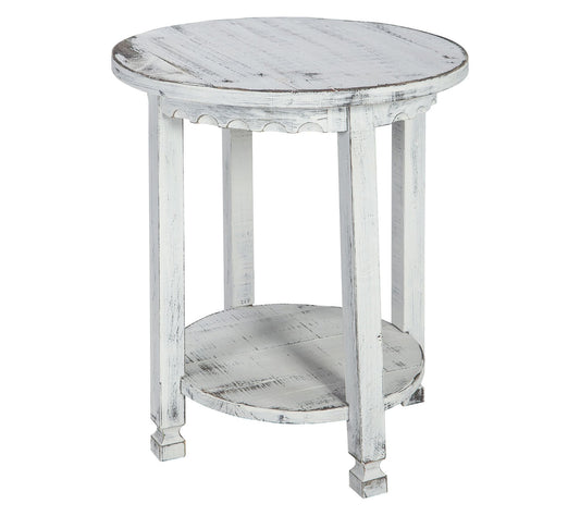 Alaterre Furniture Rustic Cottage Round End Table with Shelf