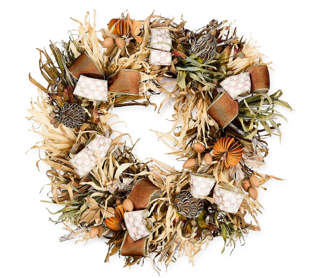 MacKenzie-Childs Mocha Check Harvest 25" Wreath