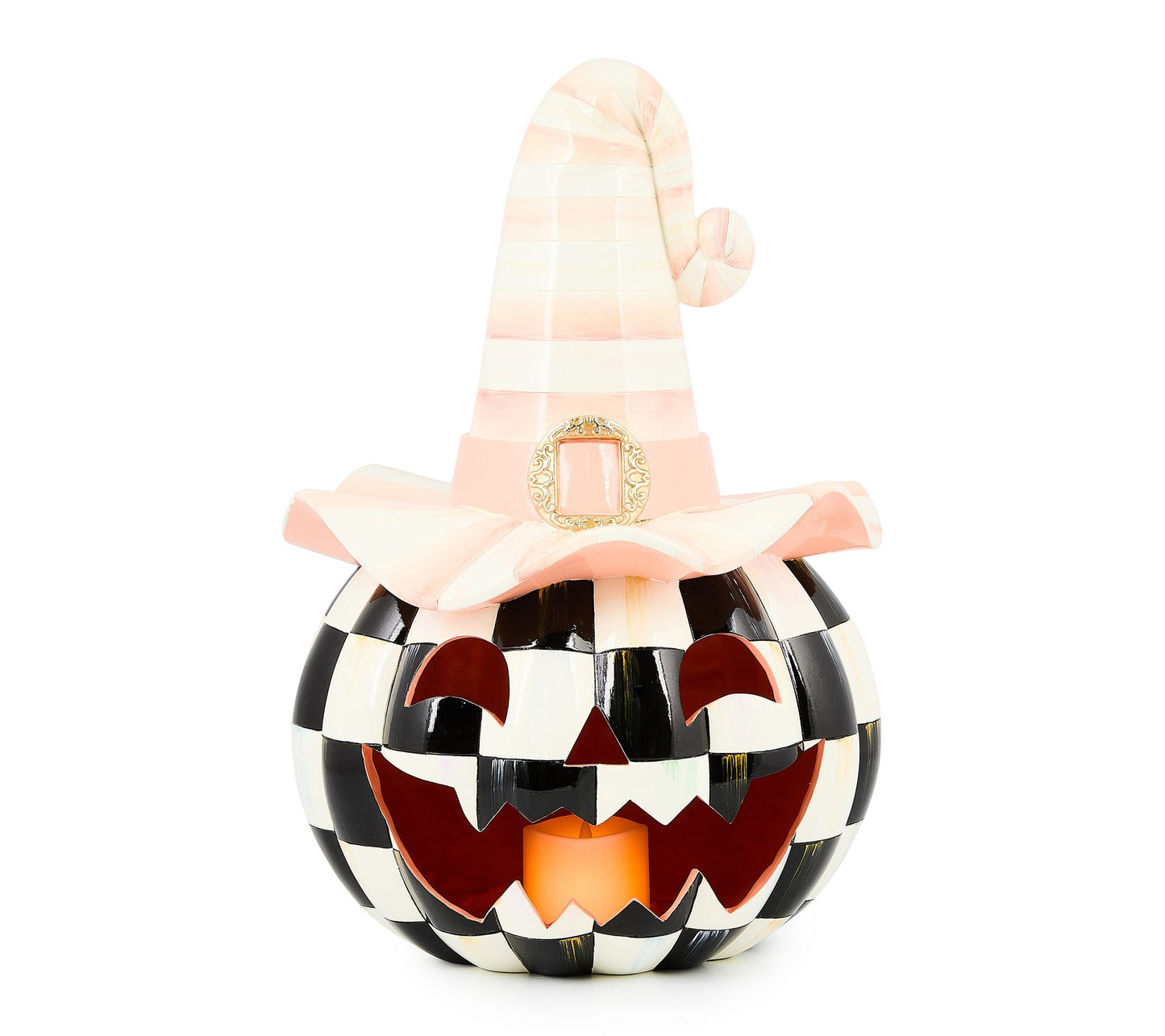 MacKenzie-Childs Rosy Happy Jack Illuminated Pumpkin