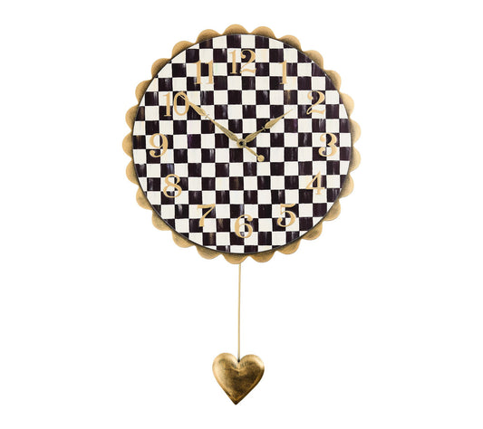 MacKenzie-Childs Courtly Check Heart Pendant Wall Clock