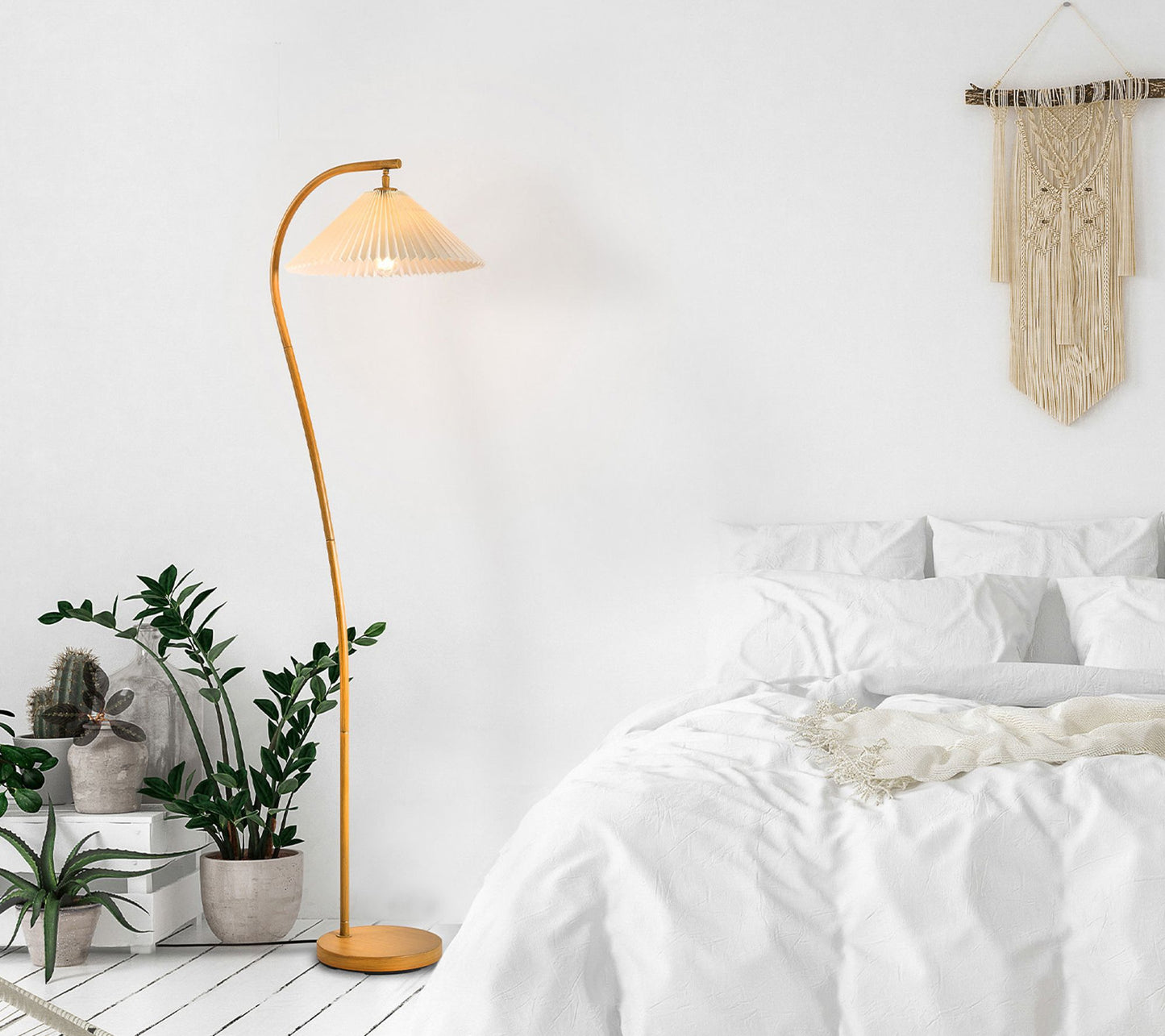 Globe Electric Novogratz 62" Wood Toned Floor Lamp with  Shade