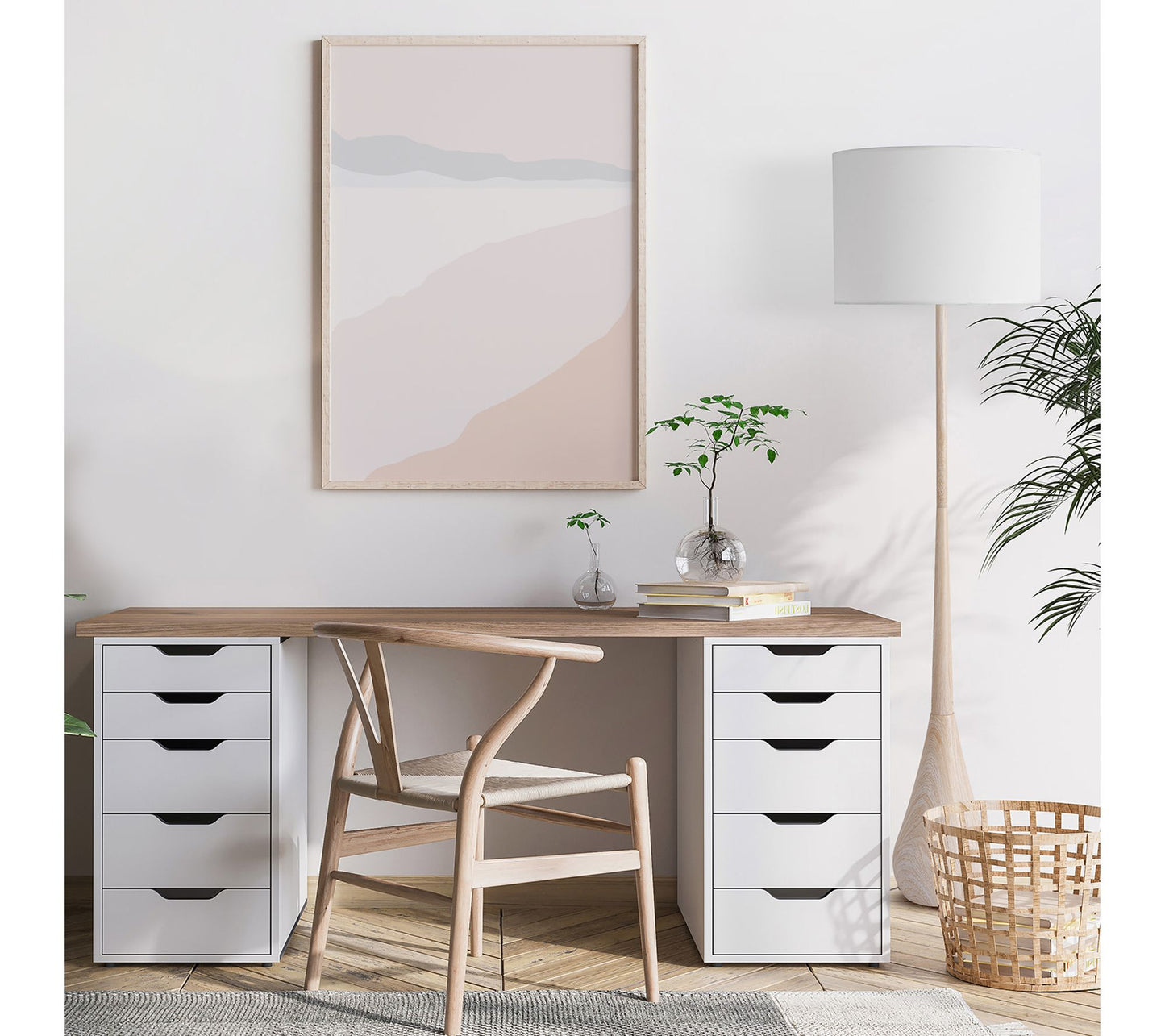 Globe Electric Kanana 65" Wood Toned Floor LampWith Shade