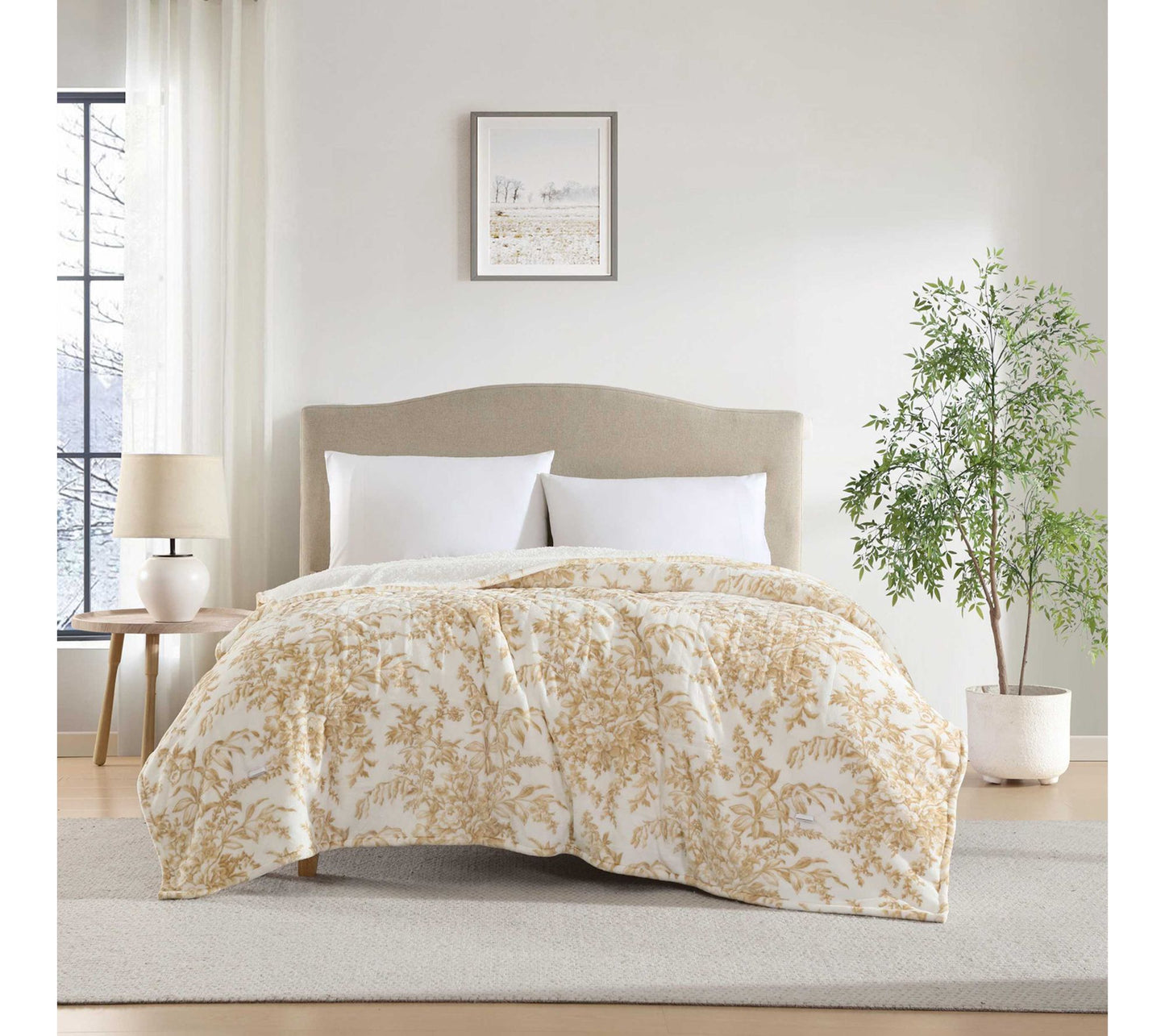 Laura Ashley Bedford Plush Sherpa King Heated Blanket