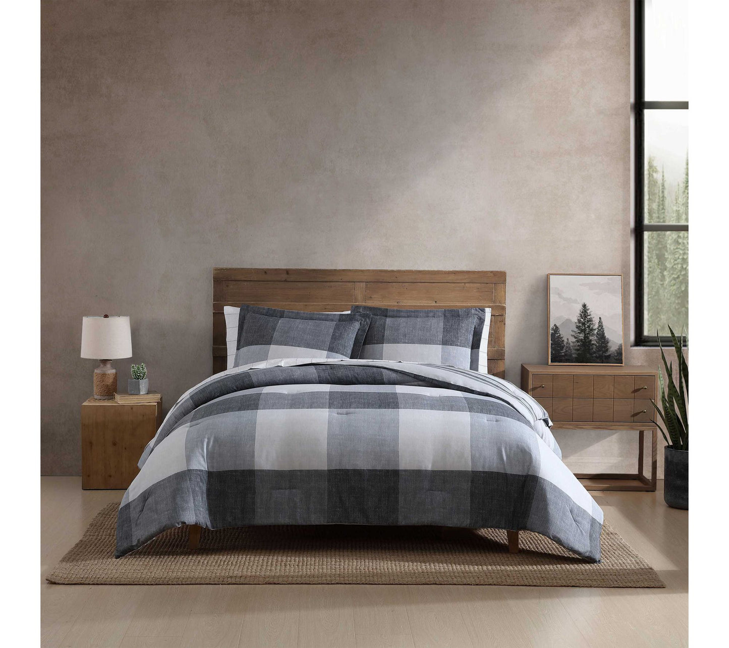 Eddie Bauer Oversized Plaid Grey 7-Piece QueenBed Set