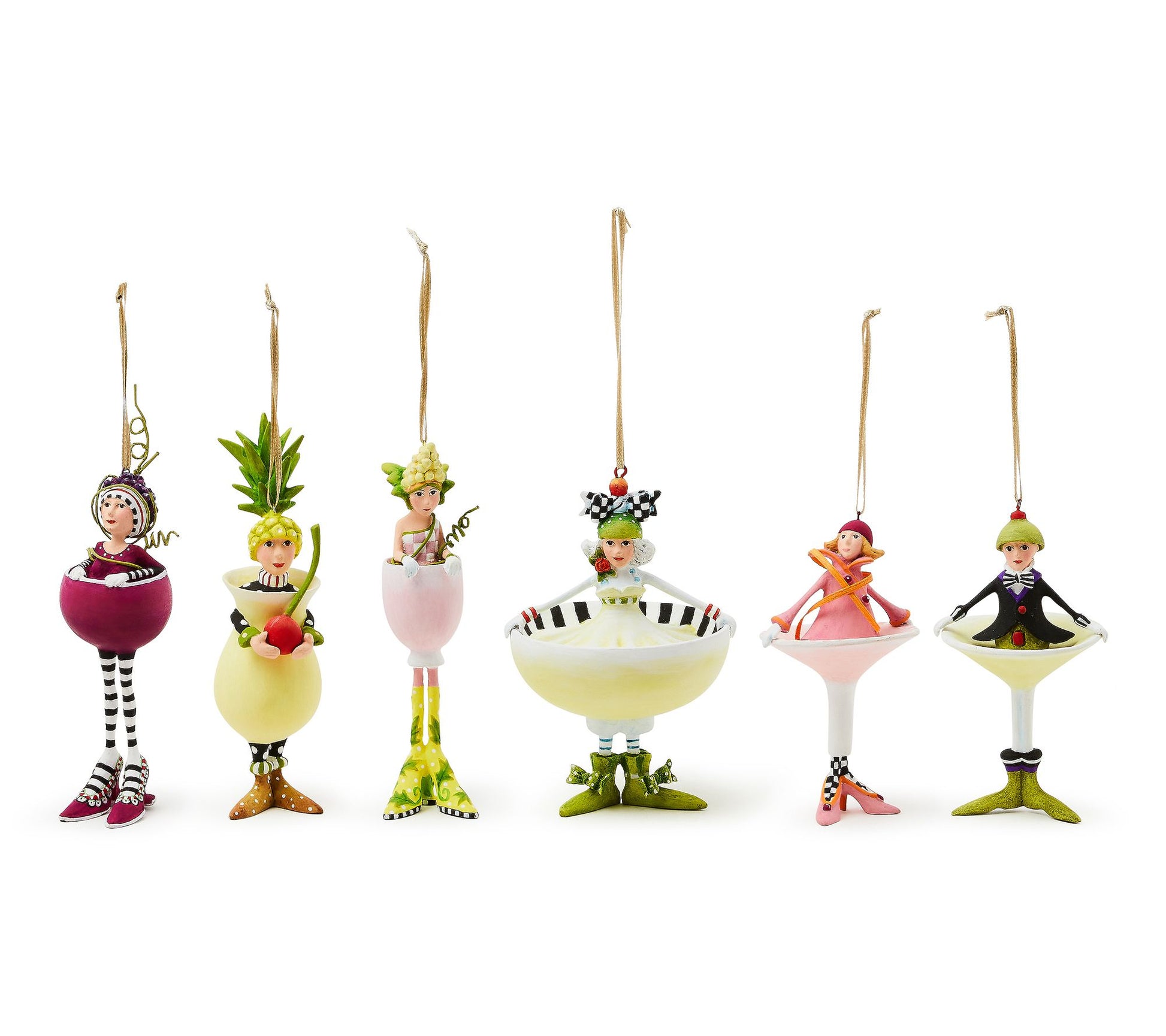 MacKenzie-Childs Mini Cocktail Ornaments, Set of 6