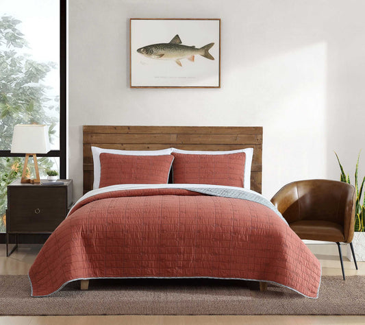 Eddie Bauer Troutdale Orange Cotton King QuiltSet