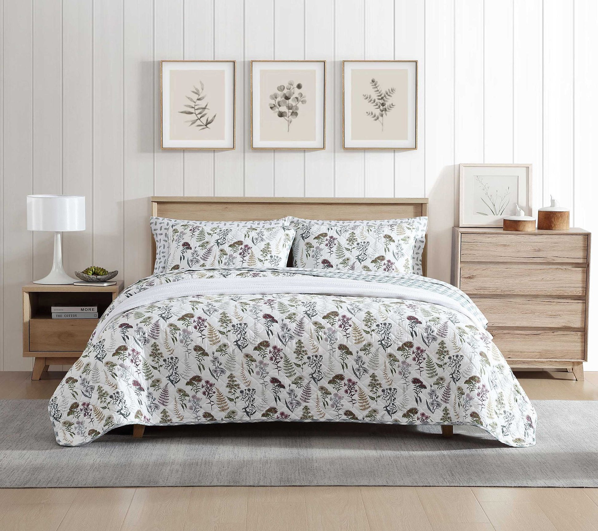 Eddie Bauer Flower Field Grey Cotton Full/QueenQuilt Set
