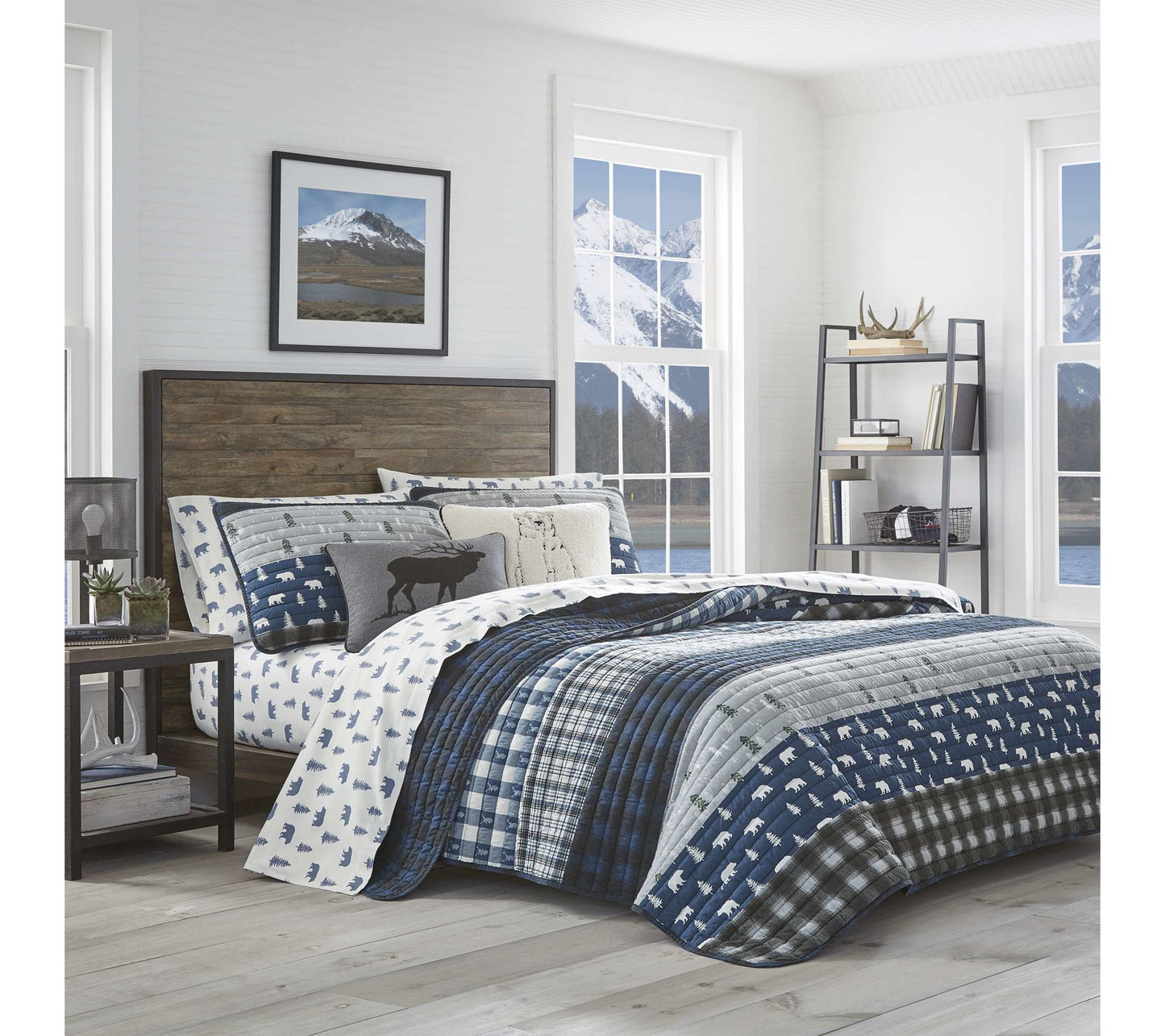 Eddie Bauer Blue Creek Navy Cotton King Quilt Set