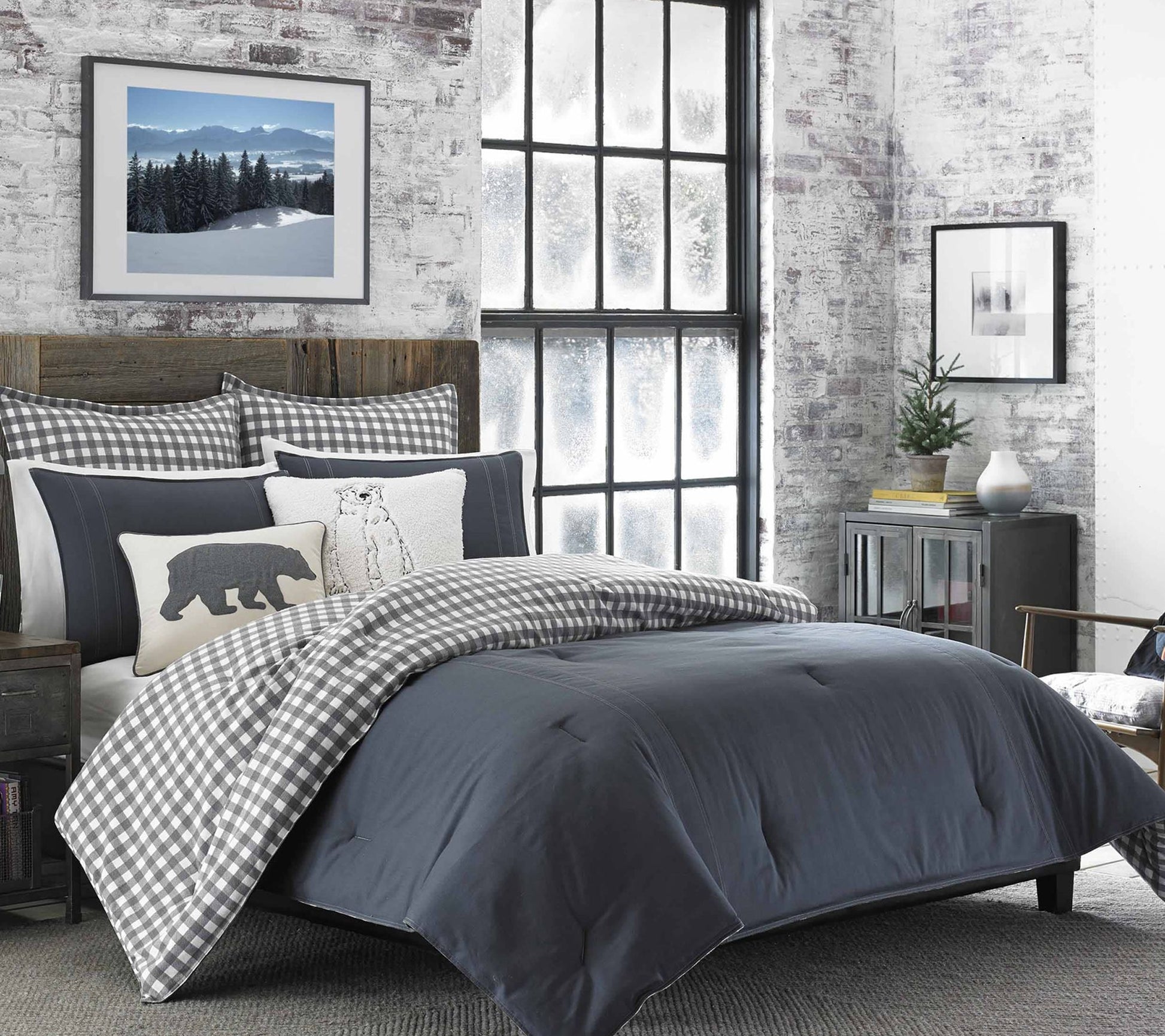 Eddie Bauer Kingston Grey Reversible Twin Comforter Set