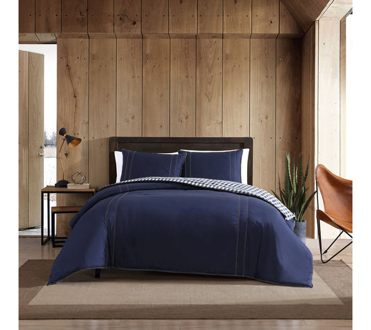 Eddie Bauer Kingston Navy Reversible Full/QueenComforter Set