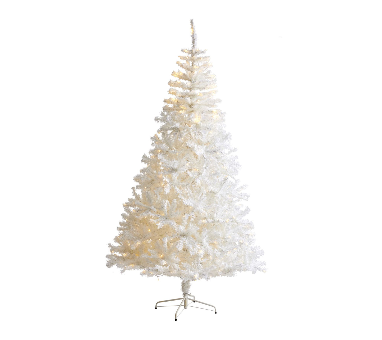 Nearly Natural 7' White Artificial Tree with Clear LED Lights