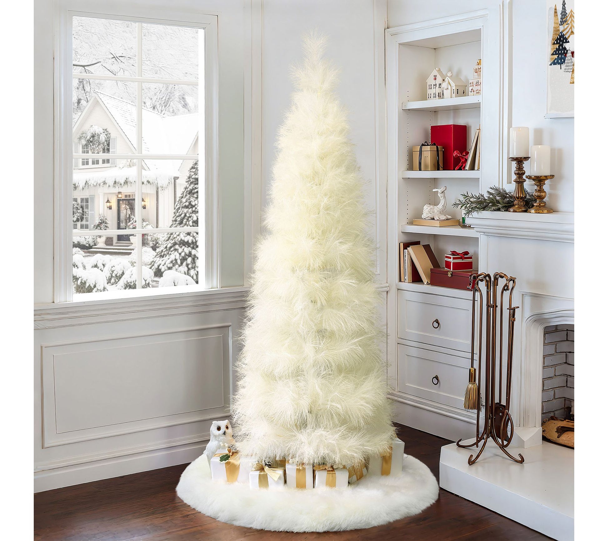 LuxenHome 6ft Slim Artificial Pampas Grass Treein Ivory