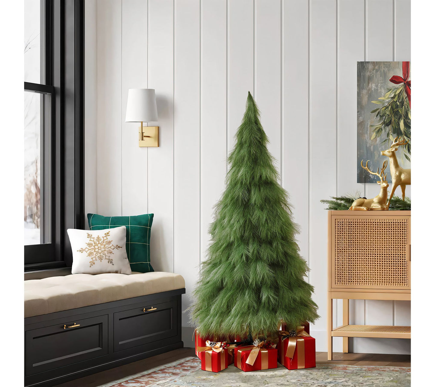 LuxenHome 5ft Holiday Artificial Pampas Grass T ree in Green